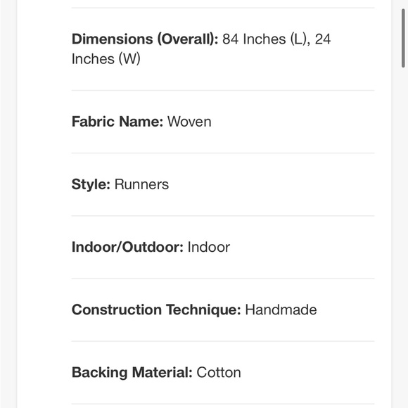 THRESHOLD NEW hand woven cotton/wool runner rug -black -2x7 - Picture 4 of 7